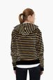 Women - Striped Velvet Rykiel Hoodie, Black back worn view