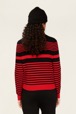 Women Maille - Women Iconic Bicolor Striped Sweater, Black/red back worn view