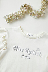 Filles Uni - T-shirt manches longues fille coton imprimé, Ecru vue de détail 2