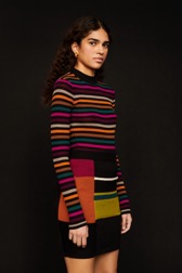 Femme Maille - Mini jupe color block laine alpaga femme, Multico crea vue de détail 2