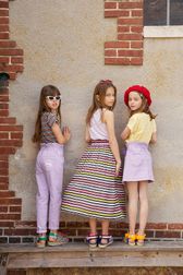Girls - Multicolor Striped Girl T-shirt, Multico striped front worn view