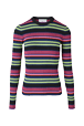 Women Maille - Multicolored Striped Sweater, Multico black striped front view