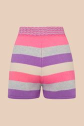Women - Women Pastel Multicolor Striped Wool Shorts, Lilac back view