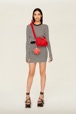 Women - Camera Demi-Pull  mini velvet bag, Red front worn view