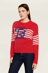 Women Maille - Women Tricolor Striped Sweater, Red details view 3