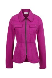 Women Solid - Denim Fushia Jacket, Fuchsia front view