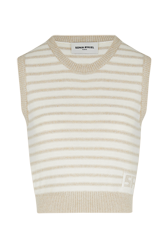 Women Two-Colour Sleeveless Top Striped ecru/beige front view