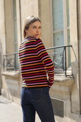 Women - Striped Sweater with Long Sleeves, Red details view 1