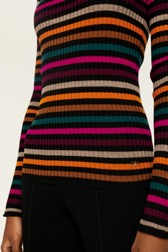 Femme Maille - Pull chaussette à rayure multicolores femme, Multi raye icon fuchsia vue de détail 3