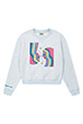 Girls Solid - Girl Printed Cotton Sweater - Bonton x Sonia Rykiel, Grey front view