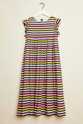 Girls - Multicolor Striped Girl Long Dress, Multico striped front view