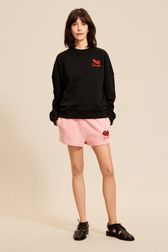 Women - Sweatshirt with Rykiel Iconic Red Mouth, Black front worn view