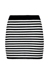 Women Raye - Women Rib Sock Knit Striped Mini Skirt, Black/white front view