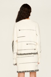 Women Maille - Women Charms Intarsia Wool Sweater, Ecru back worn view