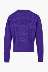 Women - Purple Wool Twisted Sweater, Purple back view