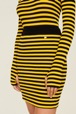 Femme Raye - Mini jupe chaussette rayée femme, Raye noir/moutarde vue de détail 2