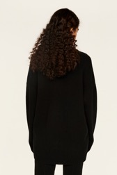 Women Maille - Flowers Cardigan, Black back worn view