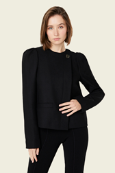 Women Solid - Women Short Wool Blend Jacket, Black details view 2