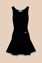 Women - Twisted Mesh Tailored Tank Dress, Black front view