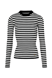 Women Raye - Women Multicoloured Striped Rib Sock Knit Sweater, Black/white front view
