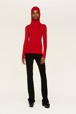 Women Maille - Ribbed Wool Hoodie, Red details view 2