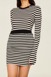 Women Rib Sock Knit Striped Mini Skirt Black/white details view 2