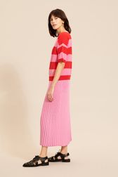 Women - Women Striped Short Sleeve Sweater, Pink details view 1