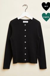 Girl Buttoned Cardigan Black front view