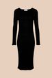 Women - Long Dress in Ribbed Mesh, Black front view