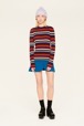 Women Maille - Ribbed Wool Sweater, Multico striped details view 1