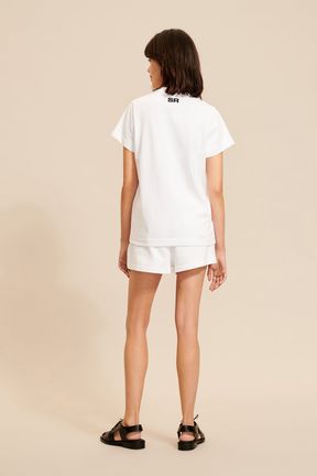 Women - Women Mouth Print T-shirt, White back worn view