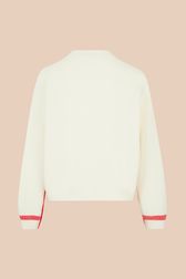 Women - Long sleeve Sweater with Bouche Embroidery, Ecru back view