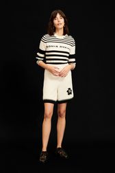 Femme - Short en coton tricoté à finitions contrastantes, Ecru vue de détail 2