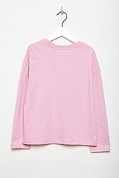 Long-Sleeved Oversized Printed Girl T-shirt Pink back view