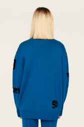 Femme Maille - Cardigan grunge laine logo Sonia Rykiel femme, Bleu canard vue portée de dos