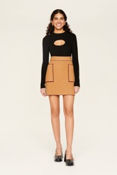 Women Maille - Women Double Face Short Skirt, Beige details view 1