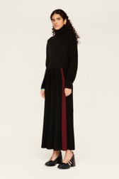 Femme Maille - Jupe godet longue laine bicolore femme, Noir vue de détail 3