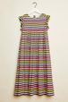 Multicolor Striped Girl Long Dress Multico striped front view
