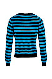 Women Brushed Poor Boy Striped Sweater Striped black/pruss.blue back view