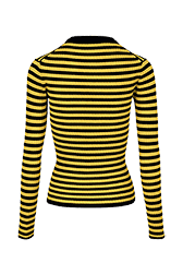 Women Raye - Women Multicoloured Striped Rib Sock Knit Sweater, Striped black/mustard back view