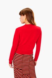 Women - SR Heart Sweater, Red back worn view