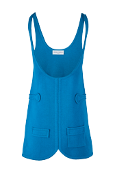 Women Sleeveless Milano Short Dress Prussian blue front view