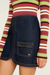 Women Solid - Denim Short Skirt, Raw details view 1