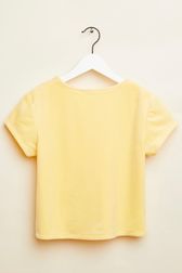 Filles - T-shirt fille velours logo Sonia Rykiel, Jaune clair vue de dos