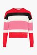 Women - Striped Long Sleeve Sweater, Red front view