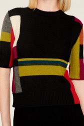 Femme Maille - Pull manches courtes alpaga colorblock femme, Multico crea vue de détail 4