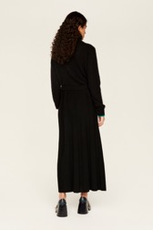 Femme Maille - Jupe godet longue laine bicolore femme, Noir vue portée de dos