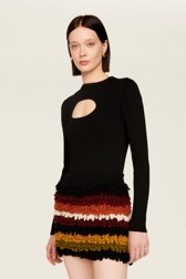 Women Bouclette Wool Short Skirt Multico crea striped details view 8