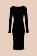 Femme - Robe longue maille côtelée femme, Noir vue de dos