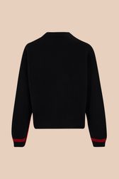 Women - Black long sleeve sweater with bouche embroidery, Black back view